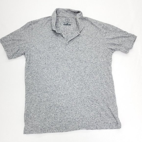 Premium Other - One Bay Away Polo Shirt Men Large Heathered Gray Premium Goods Poly Linen
